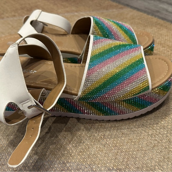 Colorful Rhinestone Wedge Sandals - Size 10 - Picture 4 of 5